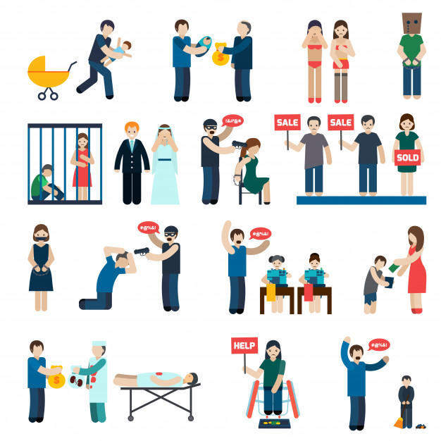 626x626 Human Trafficking Flat Icons Set Vector Free Download