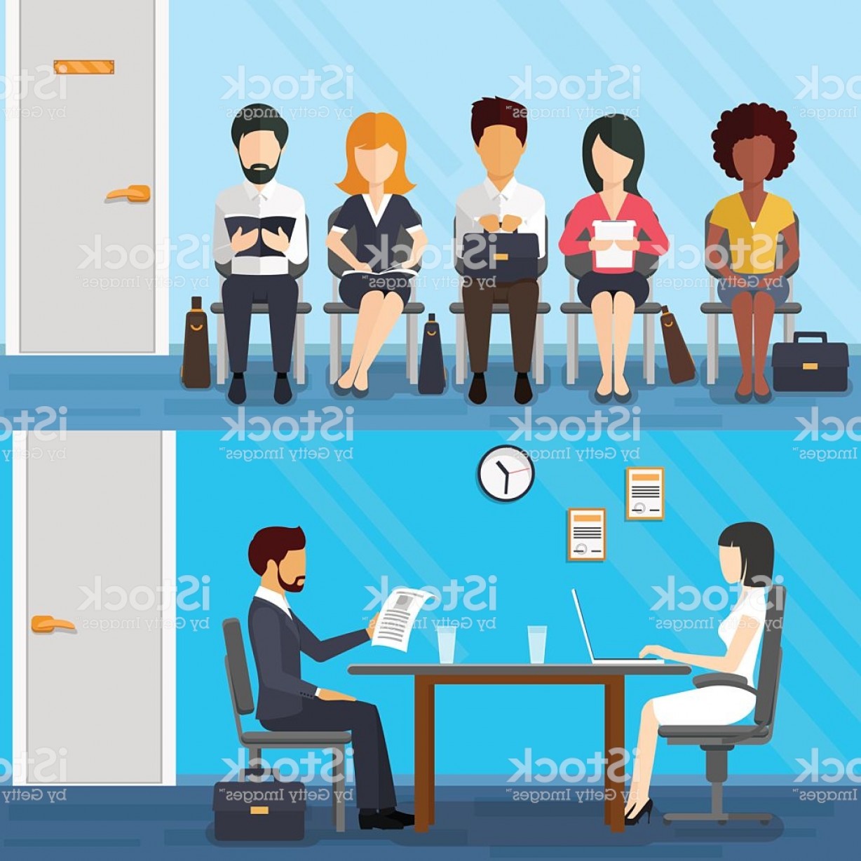 1228x1228 Business People Waiting For Job Interview Vector Recruitment