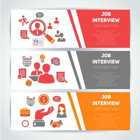 490x490 Job Interview Flat Banner Set