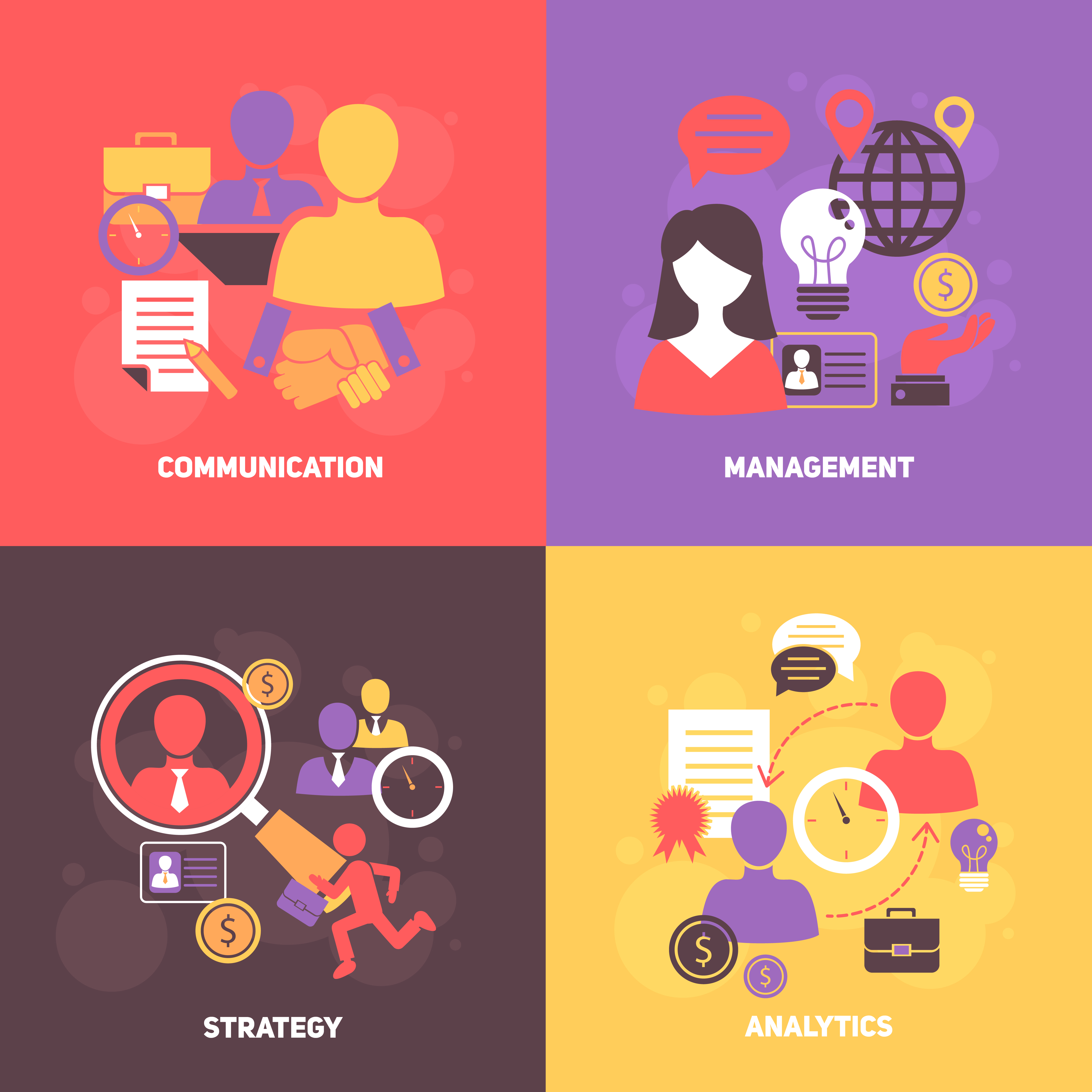 4500x4500 Job Interview Flat Set Vector