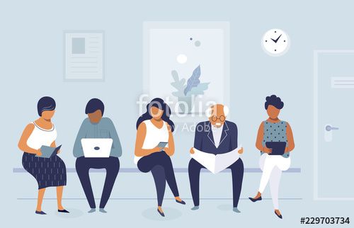 500x322 Vector Group Of People Waiting For Job Interview In Office, Queue