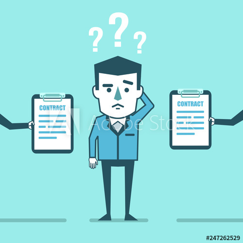 500x500 Confused Businessman Decides What Contract Offer To Choose Job