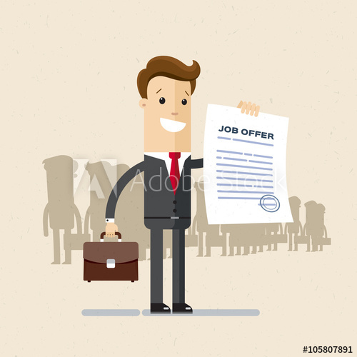 500x500 Manager, Employee A Man In A Suit Holds A Job Offer Illustration
