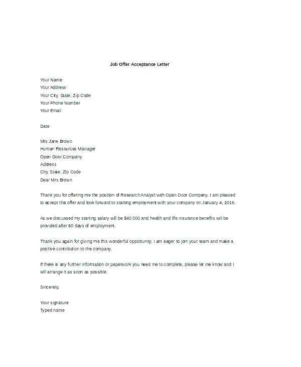 600x730 Second Interview Job Acceptance Letter Format Employment Offer
