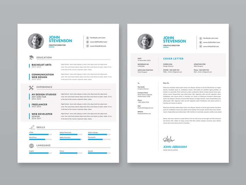 853x640 Free Minimalist Vector Cv Template For Any Job Opportunity