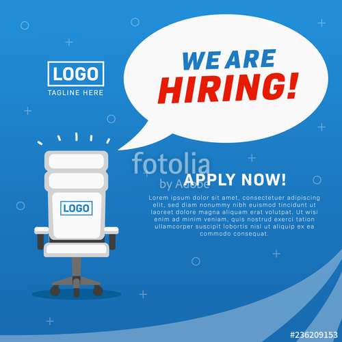 500x500 Job Vacancy We Are Hiring Poster With Empty Office Chair