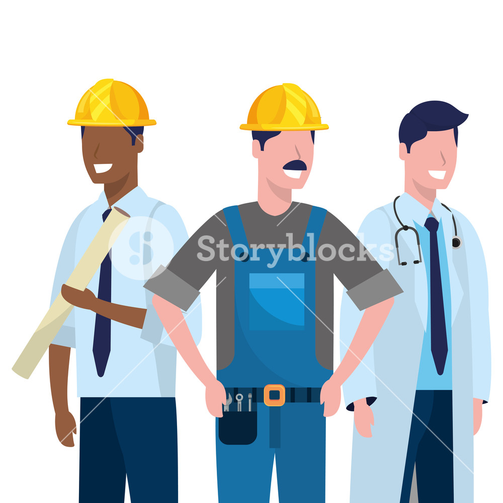 1000x1000 Labor Day Job Career People Group Cartoon Vector Illustration