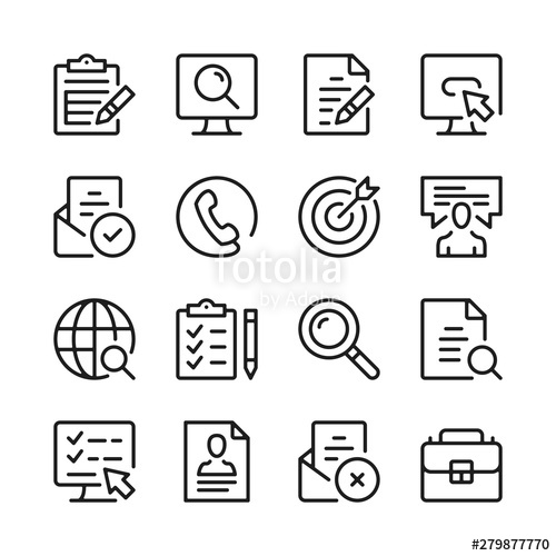 500x500 Job Search Line Icons Set Find Job, Vacancy, Employment, Career