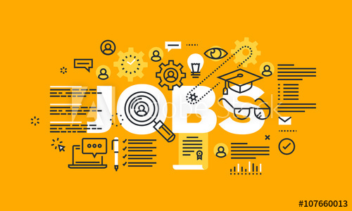 500x300 Thin Line Flat Design Banner For Jobs Web Page, Job Opportunities