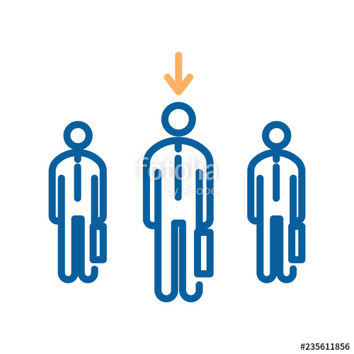 500x500 Vector Trendy Thin Line Icon With Business Men And A Arrow