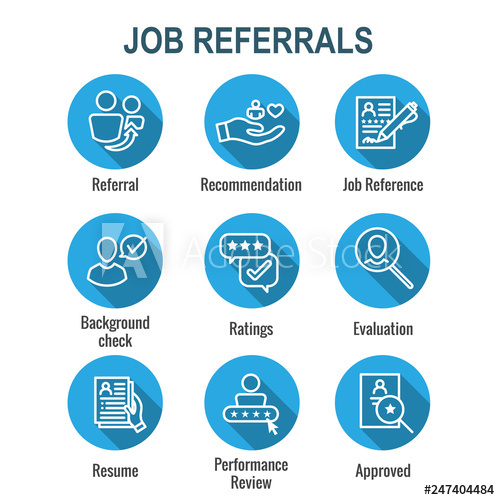 500x500 Referral Job Reference Icon Set With Recommendations, Performance