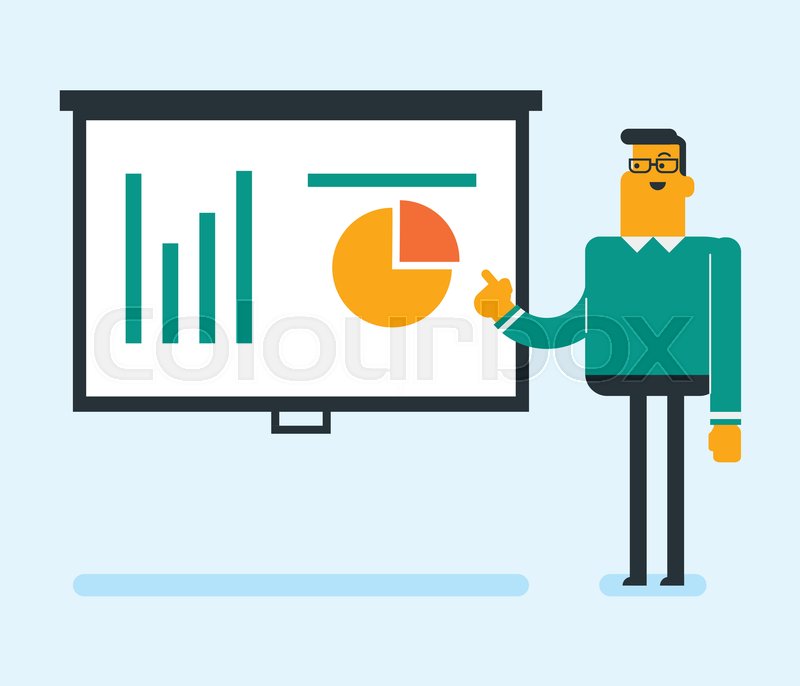 800x686 Business Man Presenting Review Of Stock Vector Colourbox