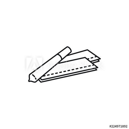 500x500 Joint And Rolling Paper Vector Line Art Icon Black On White