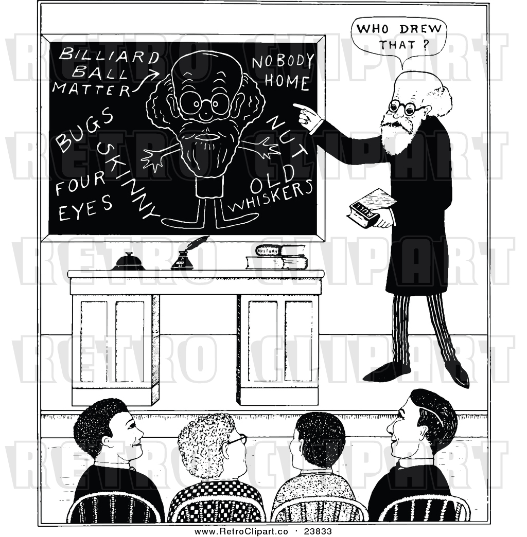 1024x1044 Vector Clip Art Of A Retro Professor Presenting Jokes On A Chalk