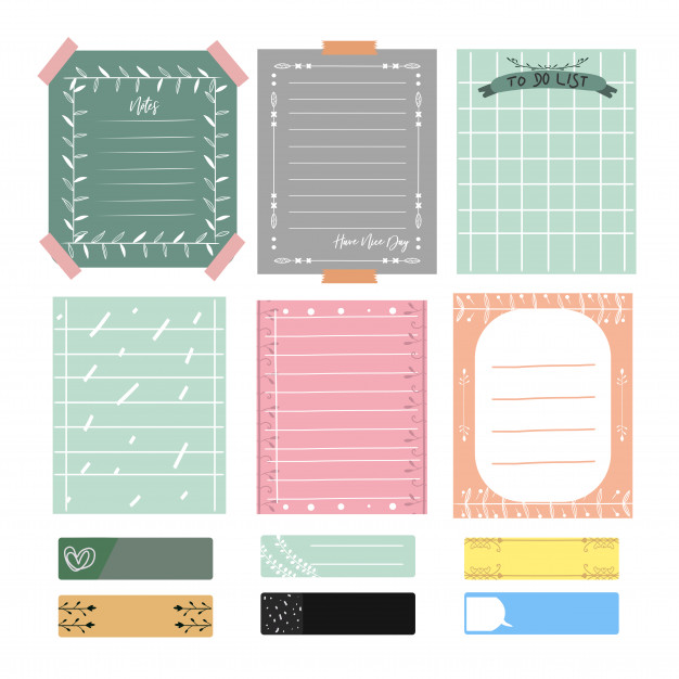 626x626 Cute Notes And Journal Set Of Romantic And Cute Vector Cards