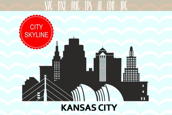 570x379 Kansas City Usa Vector Skyline Kansas City Silhouette Etsy