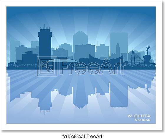 560x470 Free Art Print Of Wichita Kansas City Skyline Vector Silhouette