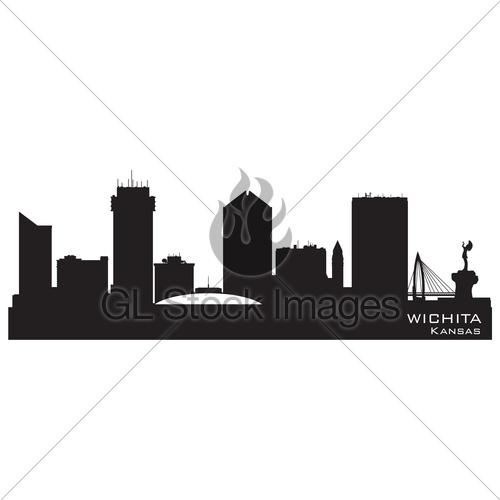 500x500 Wichita Kansas City Skyline Vector Silhouette Gl Stock Images