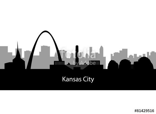 500x364 Kansas City, Missouri Skyline Detailed Vector Silhouette Stock