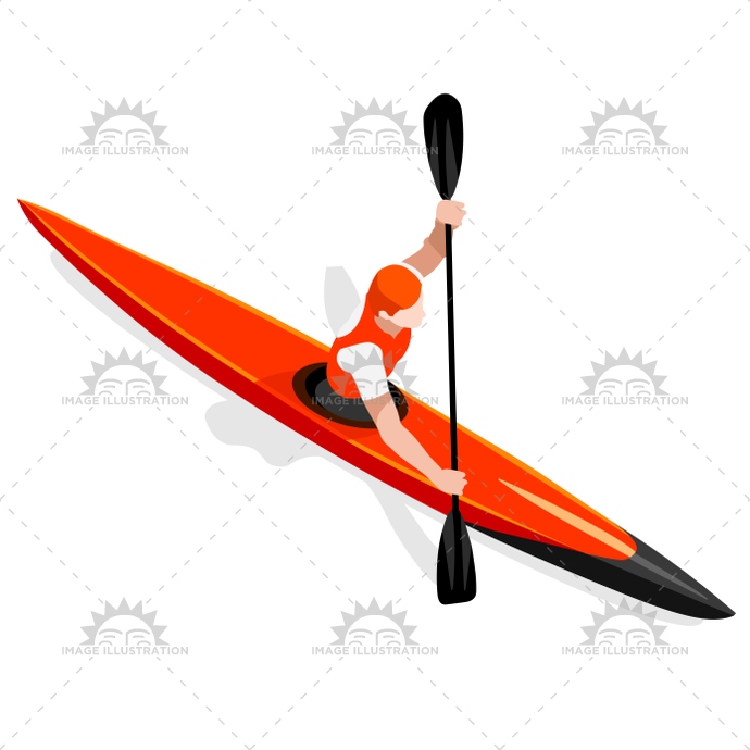 690x690 Kayak Sprint Sports Isometric Vector Illustration
