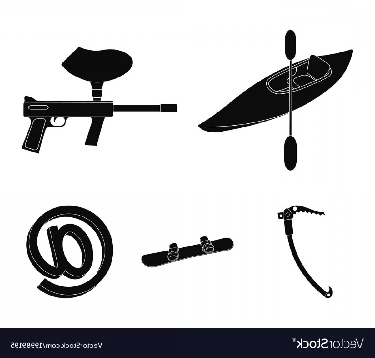 1200x1146 Paintball Marker Kayak With A Paddle Snowboard Vector Soidergi