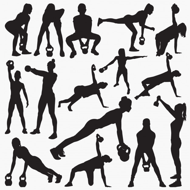 626x626 Kettlebell Work Out Silhouettes Vector Premium Download