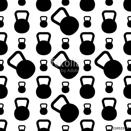 500x500 Kettlebell Icon, Kettle Bell Icon Seamless Pattern Stock Image