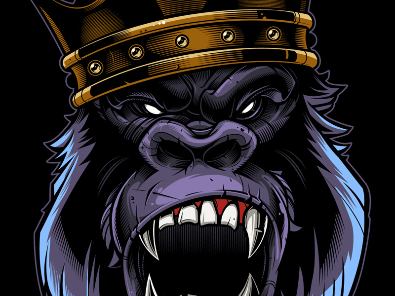 800x600 Gorilla Vector Illustration Merch Development
