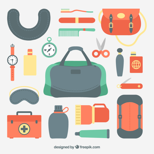 626x626 Travel Kit Flat Design Vector Free Download