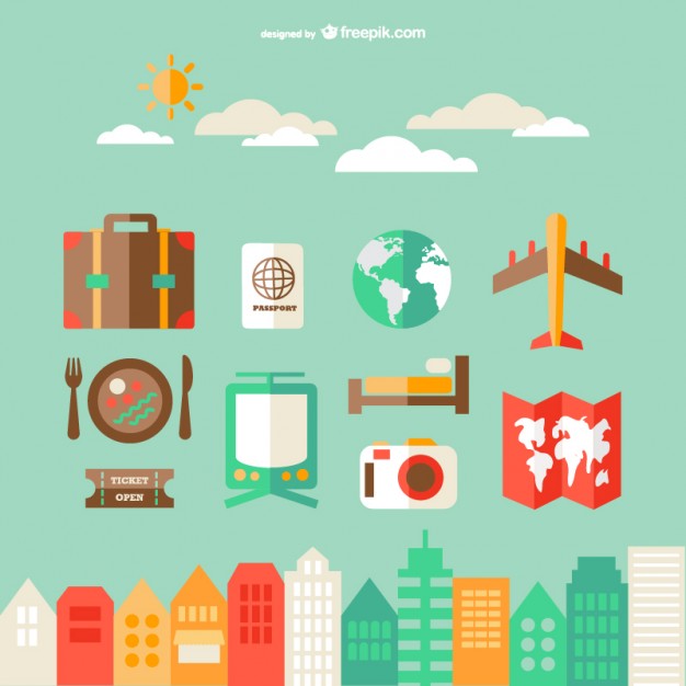 626x626 Urban Travel Kit Vector Free Download