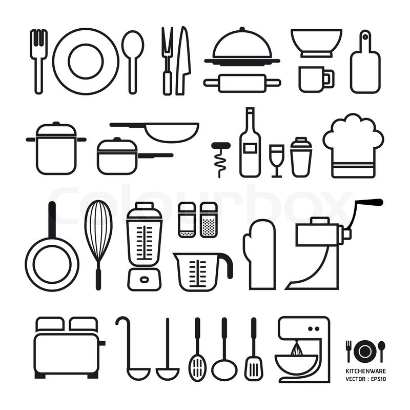 800x799 Kitchen Tool Icons Collection Can Be Stock Vector Colourbox