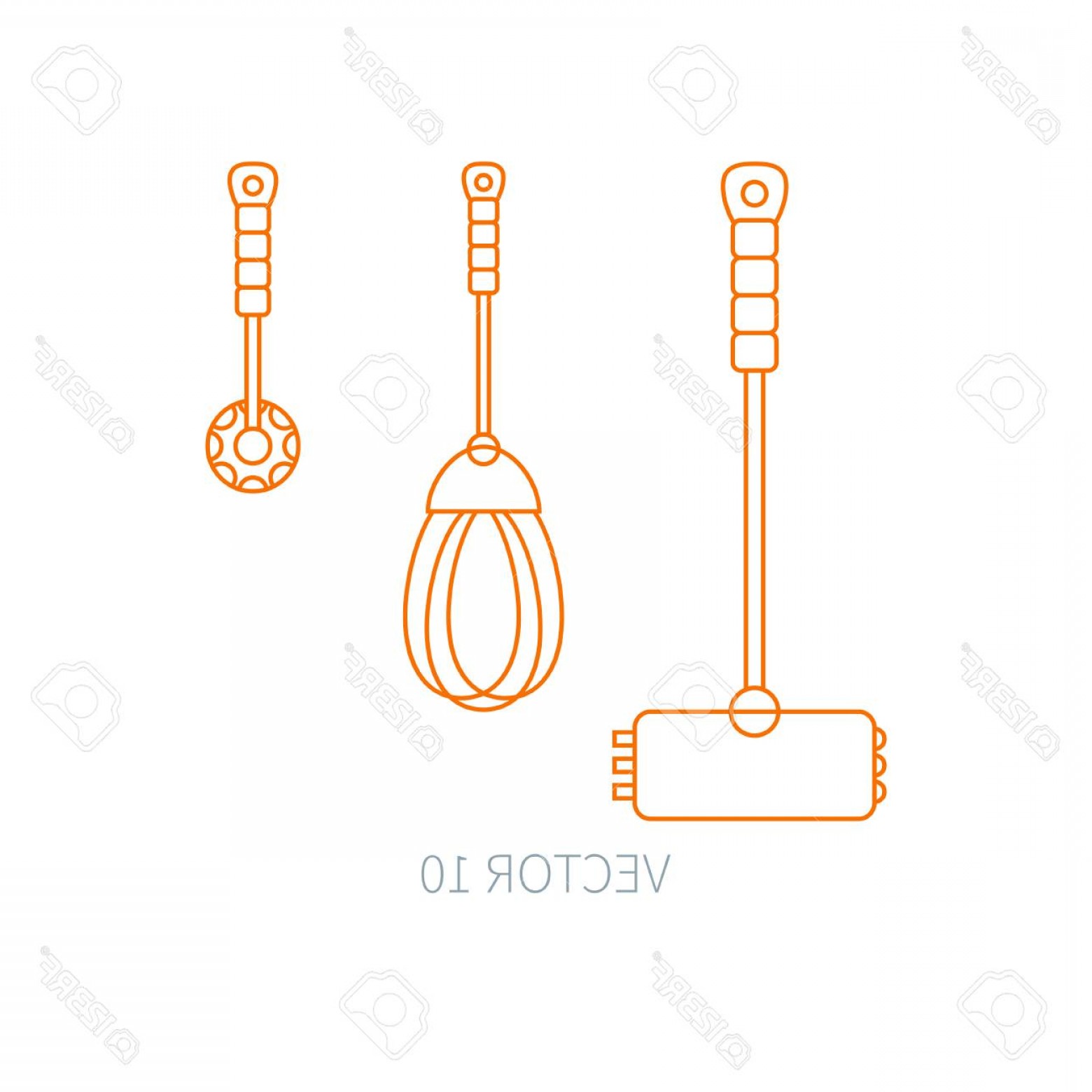 1560x1560 Photostock Vector Line Flat Vector Kitchenware Icons Hammer