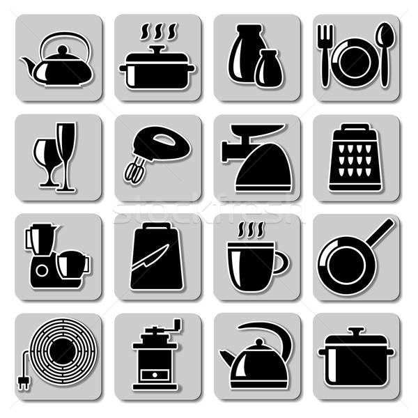 600x600 Vector Kitchenware Icons Vector Illustration Dashadima
