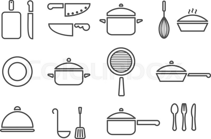 800x526 Vector Kitchenware Line Icon Set Stock Vector Colourbox