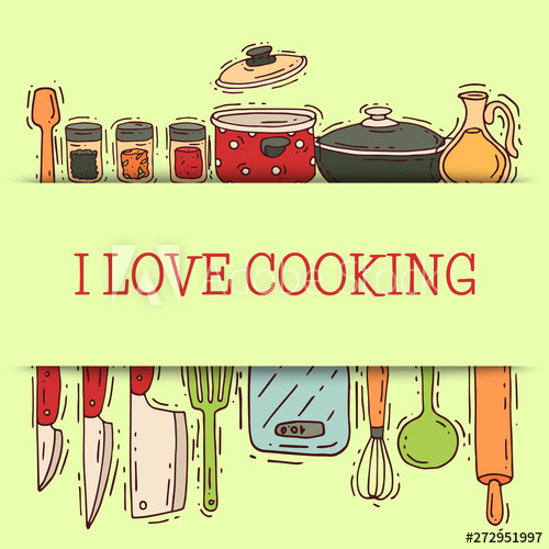 500x500 Cooking Love Shelf Equipment Vector Kitchenware Or Cookware