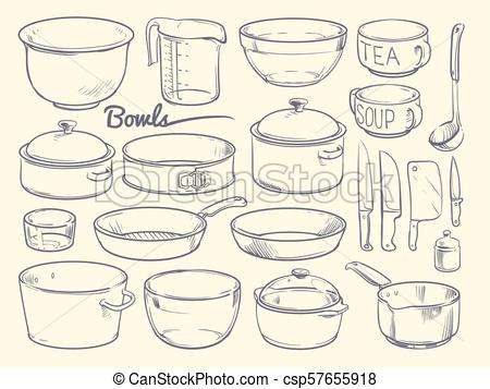 450x357 Doodle Cooking Equipment And Kitchen Utensils Hand Drawn Vector