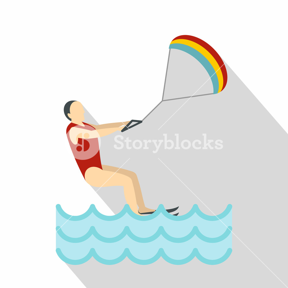 1000x1000 Kitesurfing Icon Flat Illustration Of Kitesurfing Vector Icon