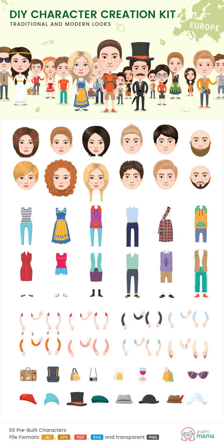 768x1529 Diy Vector Kits To Create Your Own Character In Adobe