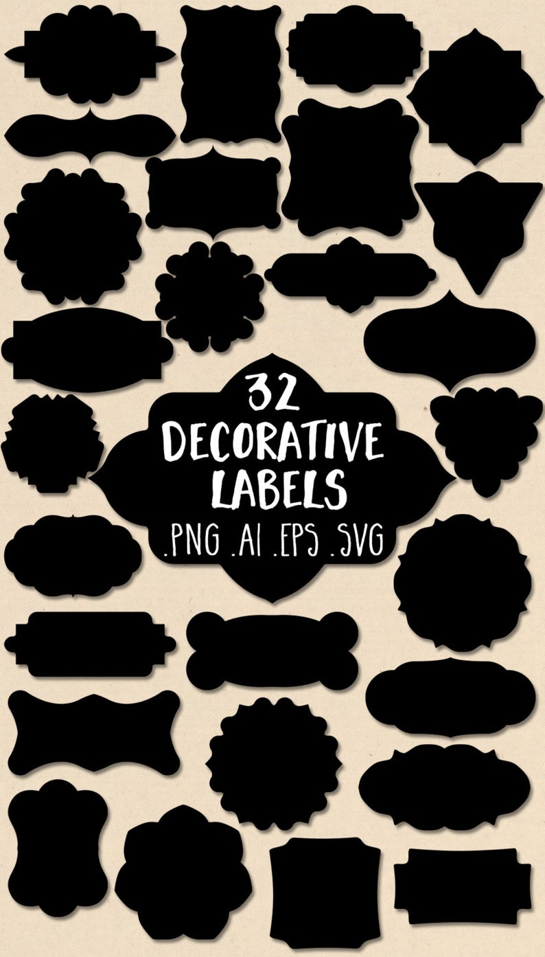 794x1393 Vector Label Clipart Labels Clip Art Decorative Label Etsy