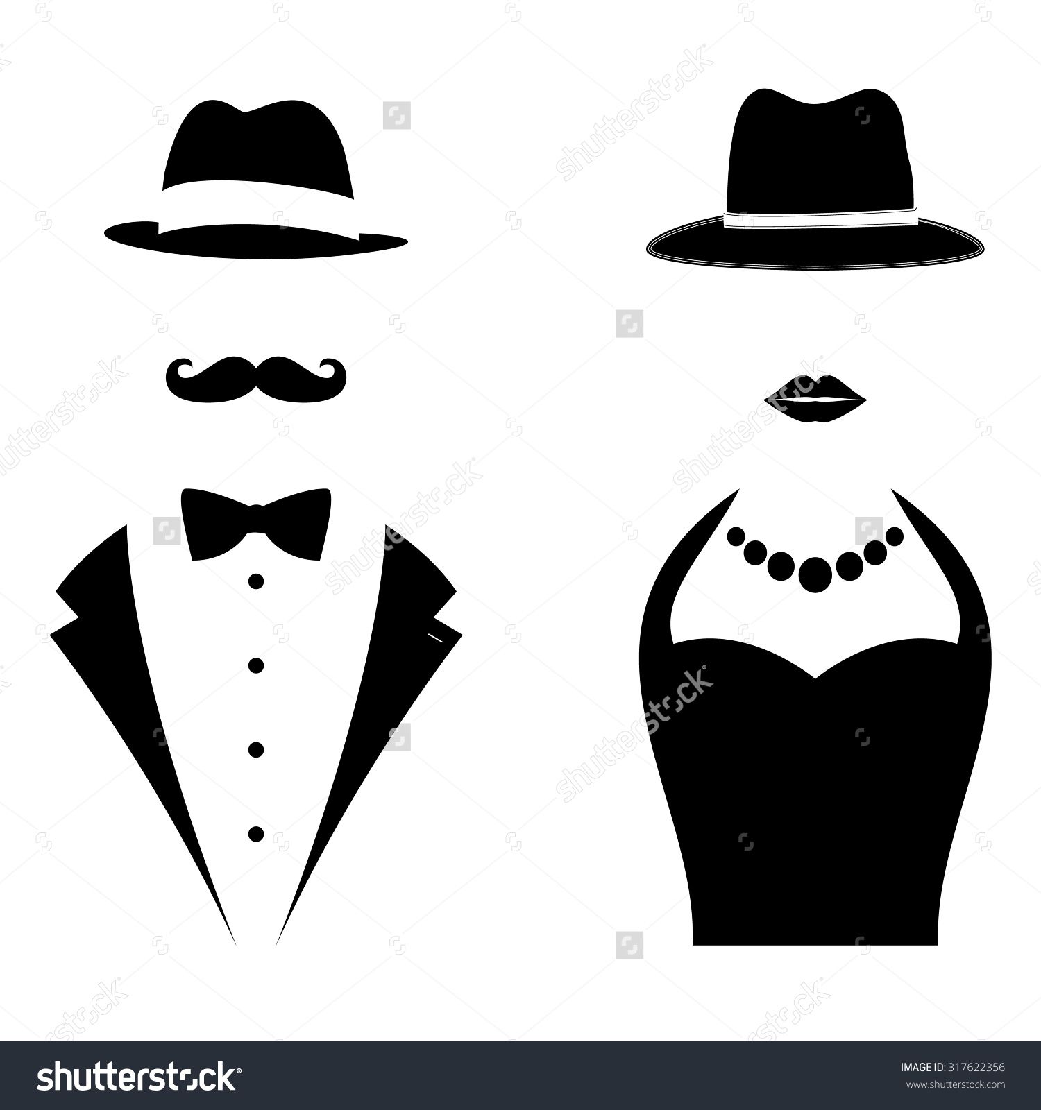 1500x1600 Gentleman And Lady Symbols Man And Woman Head Silhouettes Stock