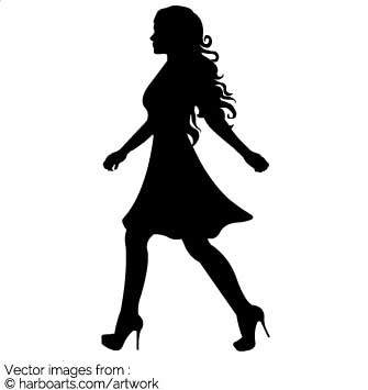 335x355 Download Lady Walking Silhouette