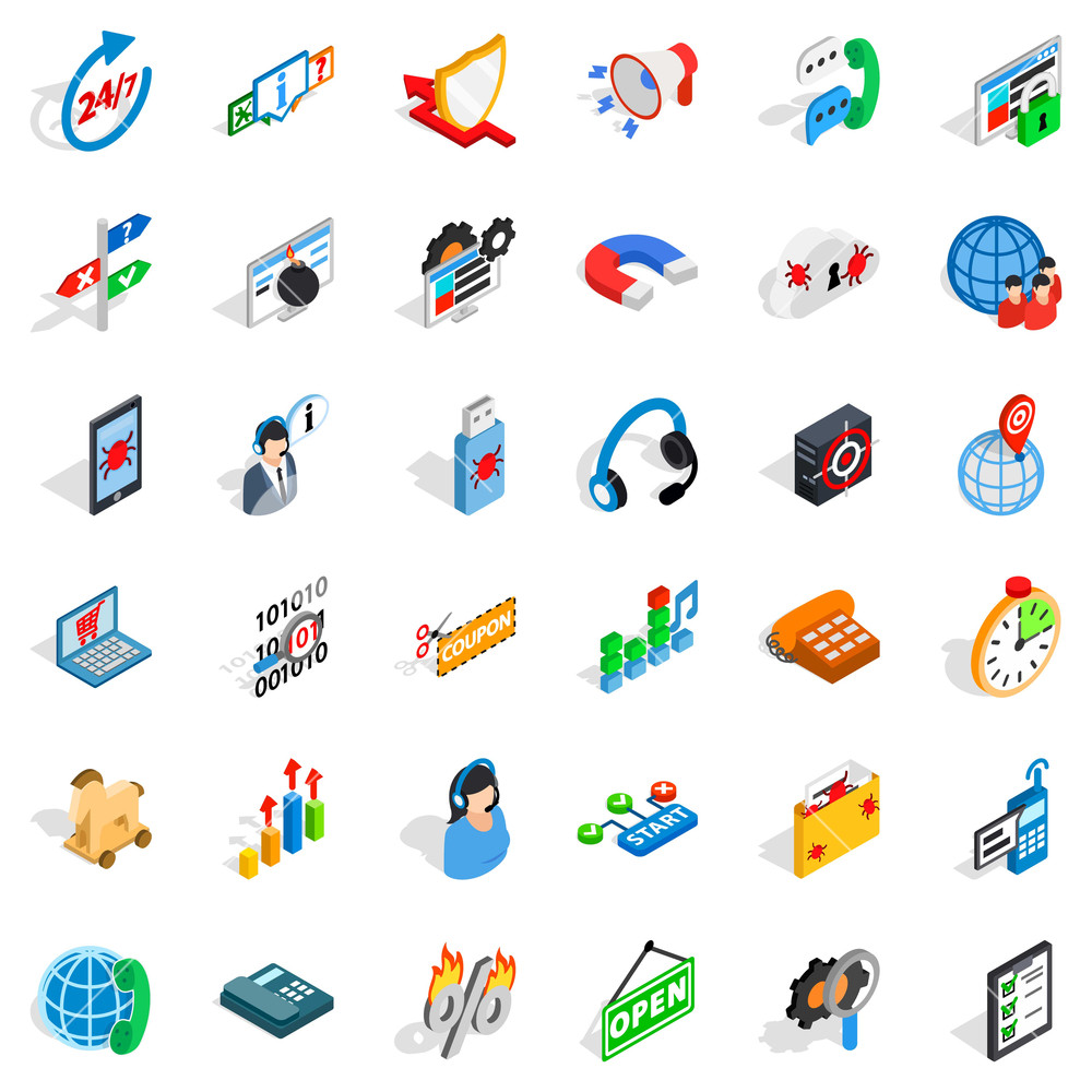 1000x1000 Lan Network Icons Set Isometric Set Of Lan Network Vector