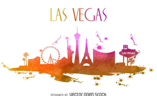 632x387 Las Vegas Watercolor Skyline Free Vector Download Cannypic