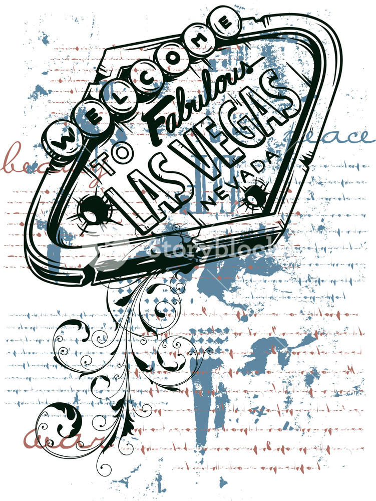 751x1000 Vintage Vector T Shirt Design With Las Vegas Sign Royalty Free