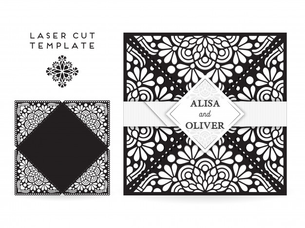 626x469 Vector Wedding Card Laser Cut Template Vector Free Download