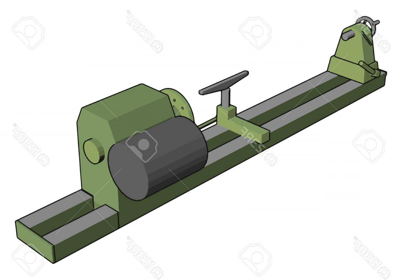 1560x1088 Photostock Vector Industrial Green And Grey Lathe Vector