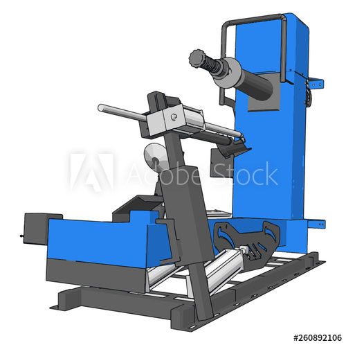 500x498 Vector Illustration Of A Blue Bore Lathe White Background