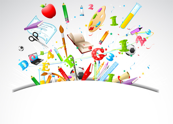 600x432 Colorful School Vector Elements Set