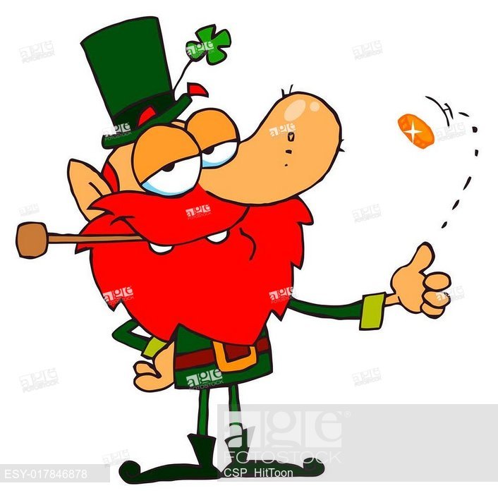 706x699 Leprechaun Playing With A Gold Coin, Stock Vector, Vector And Low