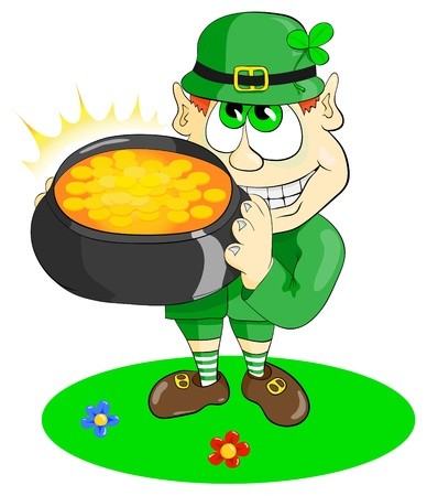 388x450 Vector Leprechaun Is Pull The Pot Of Gold Royalty Free Vector